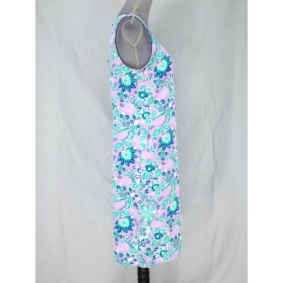 Talbots Dress Womens Medium Lavender Blue Floral Sleeveless Stretch Knit Beach - Picture 10 of 12
